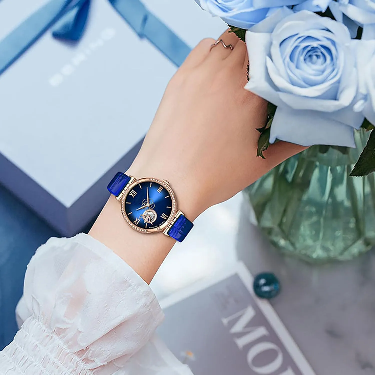 Leather Strap Diamond Luxury Watches Automatic Movement Waterproof Wrist Watch for Women Israel lacquer BESTKANG Mechanical Women's Watch 