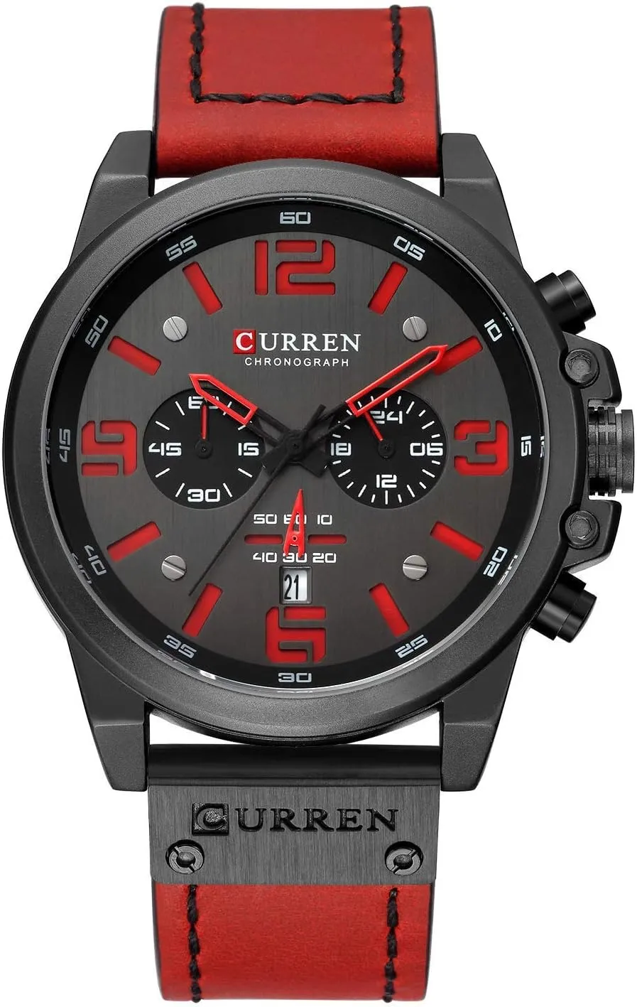 Leather Strap FANMIS Mens Sport Military Analog Quartz Watch Classic Chronograph Sandwich Dial seabed accumulate breast immigration Business Dress Waterproof Watch Multifunctional Wristwatch with 