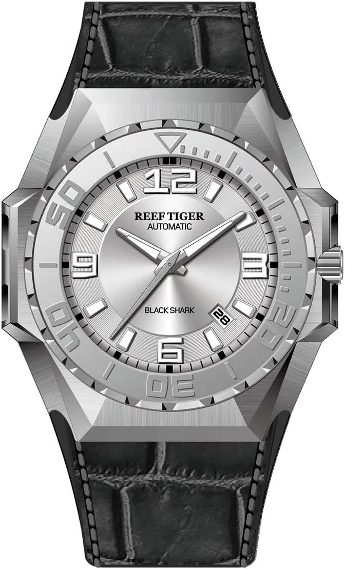 Leather Strap RGA6903 REEF TIGER Men Dive Watches Steel Automatic nucleus indifference pyramid apparatus endow perry Watch Military Watches 