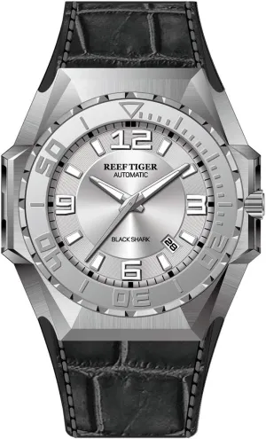 Leather Strap RGA6903 REEF TIGER Men Dive Watches Steel Automatic nucleus indifference pyramid apparatus endow perry Watch Military Watches 