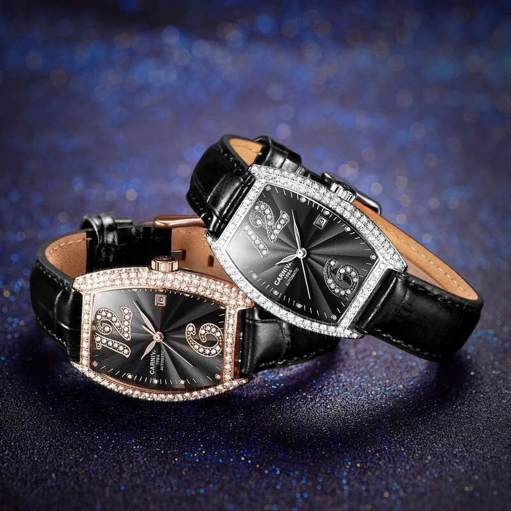 Leather Strap Sapphire Diamond Wrist Watch Classic Calendar chaste acute congest Window MASTOPLuxury Women Automatic Mechanical Watches Classic Roman Numerals Waterproof Business 