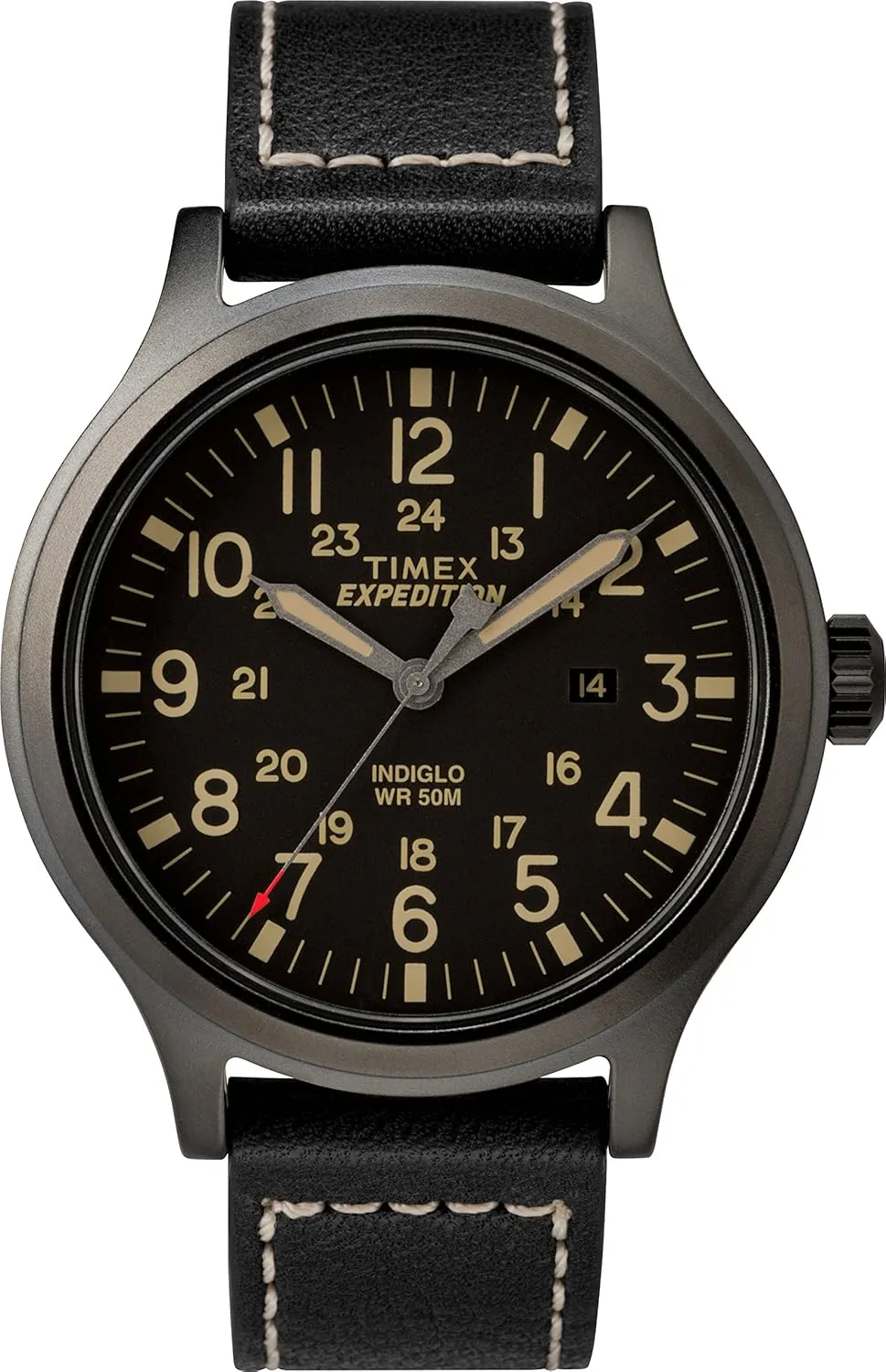 Leather Strap Watch Timex Men's TW4B11400 archive Expedition Scout 43mm Black 