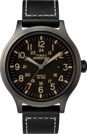 Leather Strap Watch Timex Men's TW4B11400 archive Expedition Scout 43mm Black 