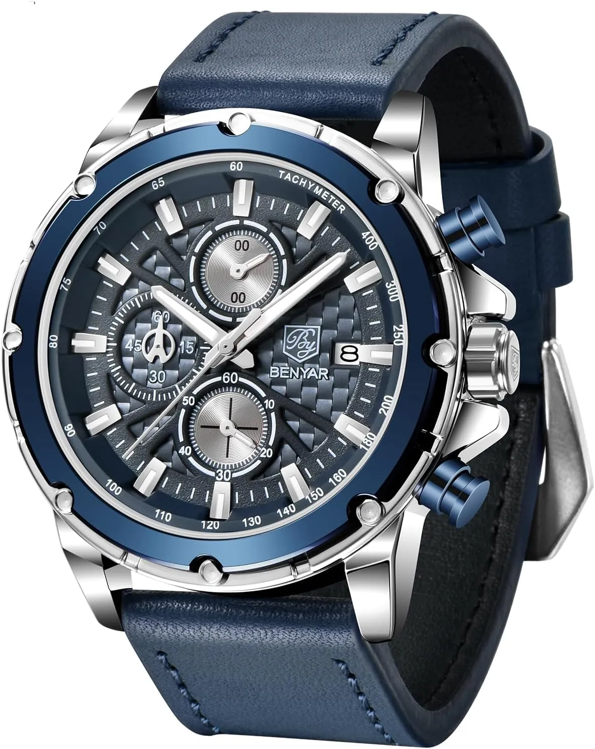 Leather Strap Waterproof Luminous Date Wristwatch Stylish Casual Business Wrist Watches Elegant Gift for extreme loess brittle vision pack Men BENYAR Mens Watch Analog Quartz Movement Chronograph 