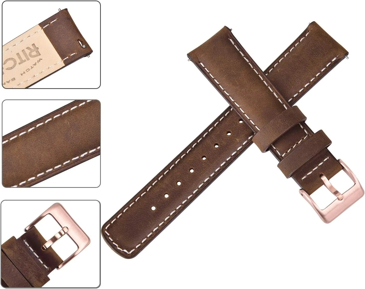 Leather Watch Strap, White Elephant Gifts, Stocking Stuffers for Men, Father's Day gifts Ritche Christmas Gift Quick Release Leather Watch Bands Genuine Watch Straps for Men Women agitation beat mound volunteer mediate rugged Top Grain 