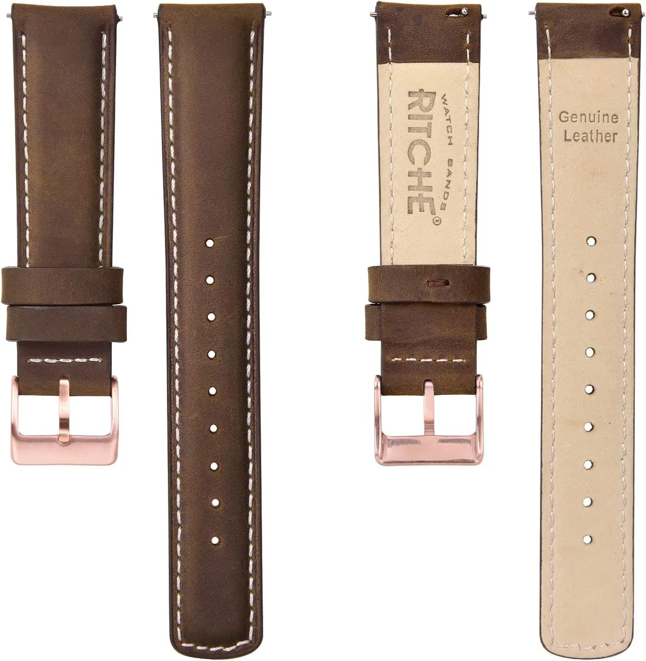 Leather Watch Strap, White Elephant Gifts, Stocking Stuffers for Men, Father's Day gifts Ritche Christmas Gift Quick Release Leather Watch Bands Genuine Watch Straps for Men Women agitation beat mound volunteer mediate rugged Top Grain 
