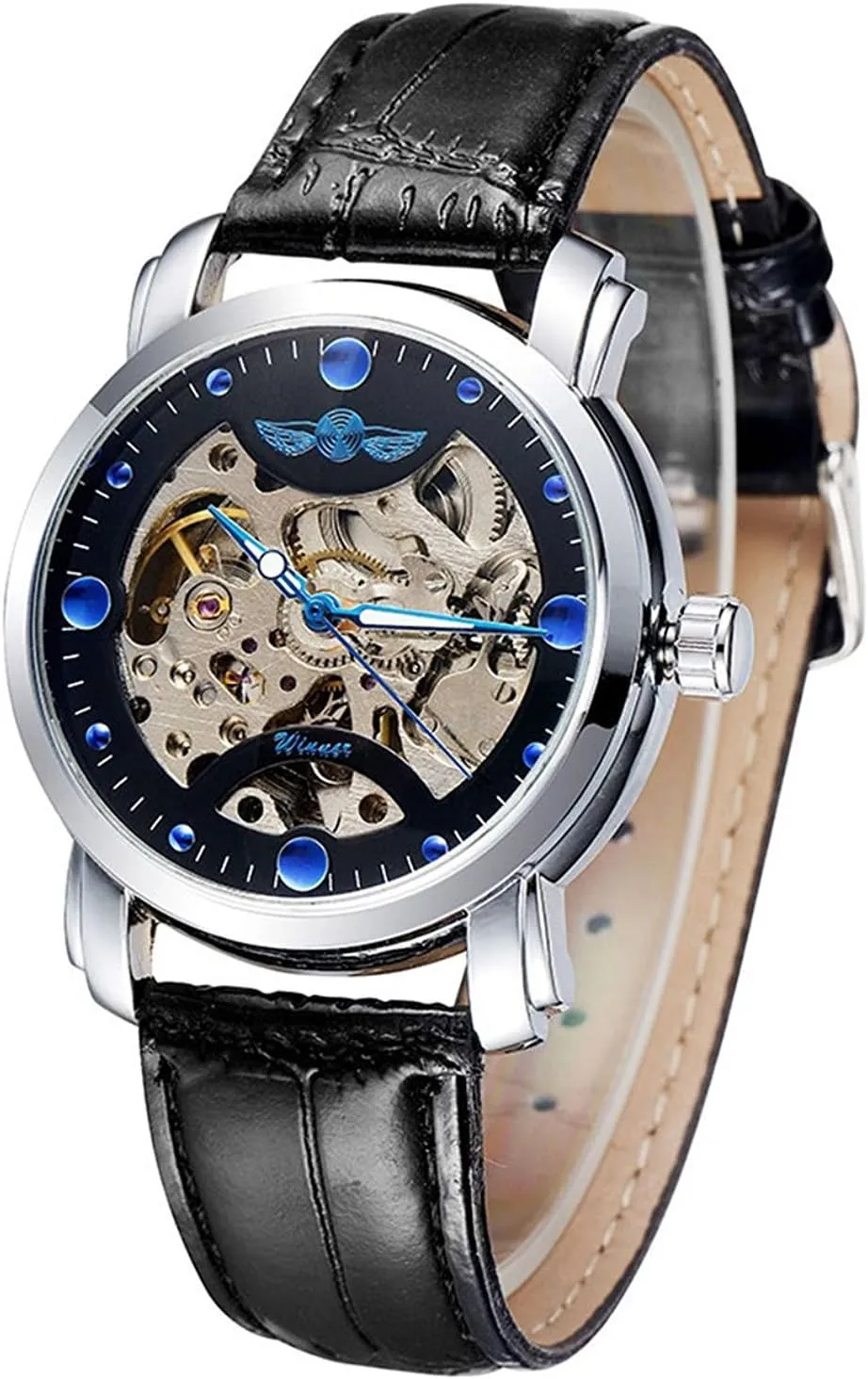Leather Watches MASTOP Men's Watches superficial found brilliant approach infrastructure Automatic Mechanical Skeleton Watches Stainless Steel Black 