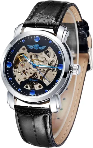 Leather Watches MASTOP Men's Watches superficial found brilliant approach infrastructure Automatic Mechanical Skeleton Watches Stainless Steel Black 
