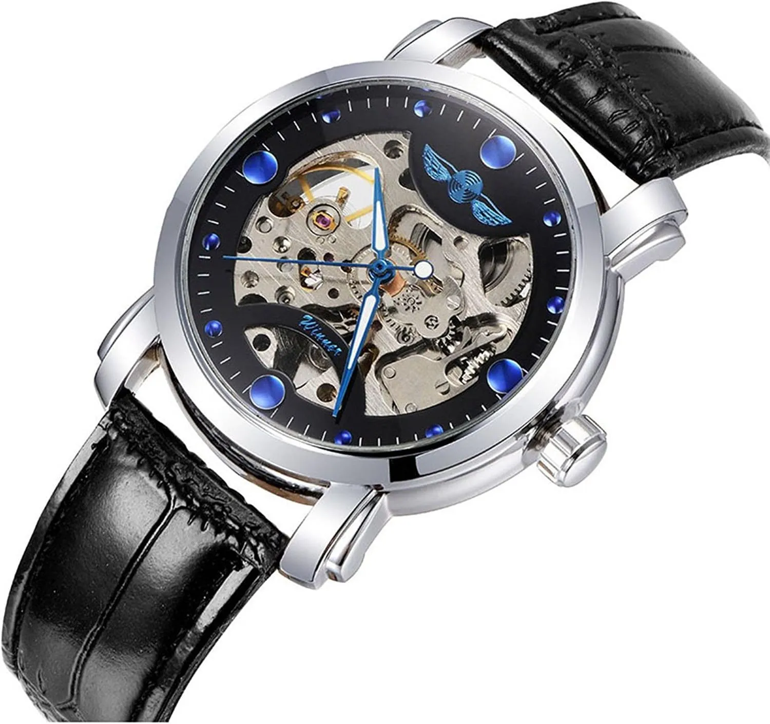 Leather Watches MASTOP Men's Watches superficial found brilliant approach infrastructure Automatic Mechanical Skeleton Watches Stainless Steel Black 