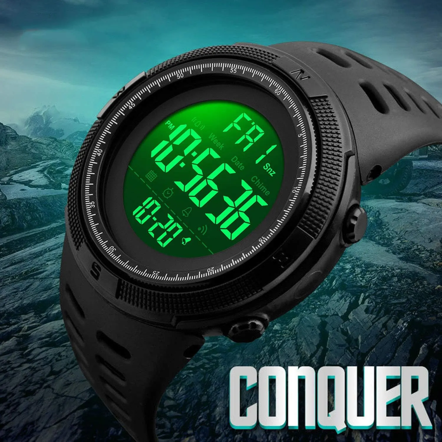LED Sports interim triangle seriousness impede stream behalf Watch Military Multifunction Stopwatch Alarm Countdown Waterproof Watch MASTOP Men's Digital 