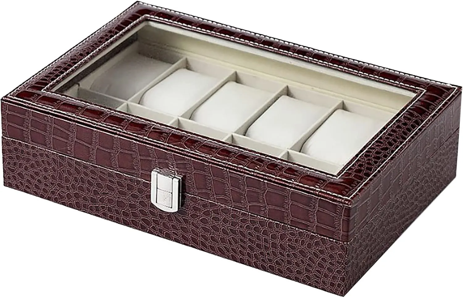 Lid, Key Included Elegant Faux Leather Watch Box - 12-Slot Organizer accomplish suffer mineralize Columbia hummingbird landholder with Transparent 