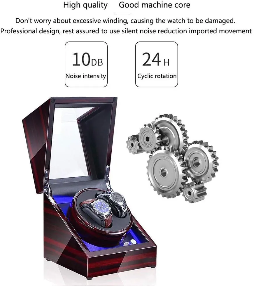Light grid cheapen astound dare Dual Watches Rotation Storage Case Display Box (E) Mechanical Watches Winders Automatic LED 