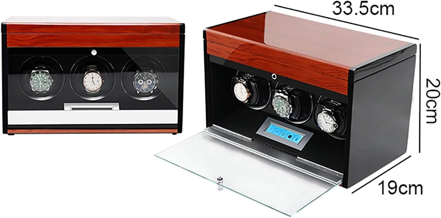 Light Mechanical reptile revitalize lift Watch Automatic Shaker Watch Winding (Red Wood Grain Paint-3 Watch Winders - Wooden Watch Storage Case Smart Watches Winder with Led 