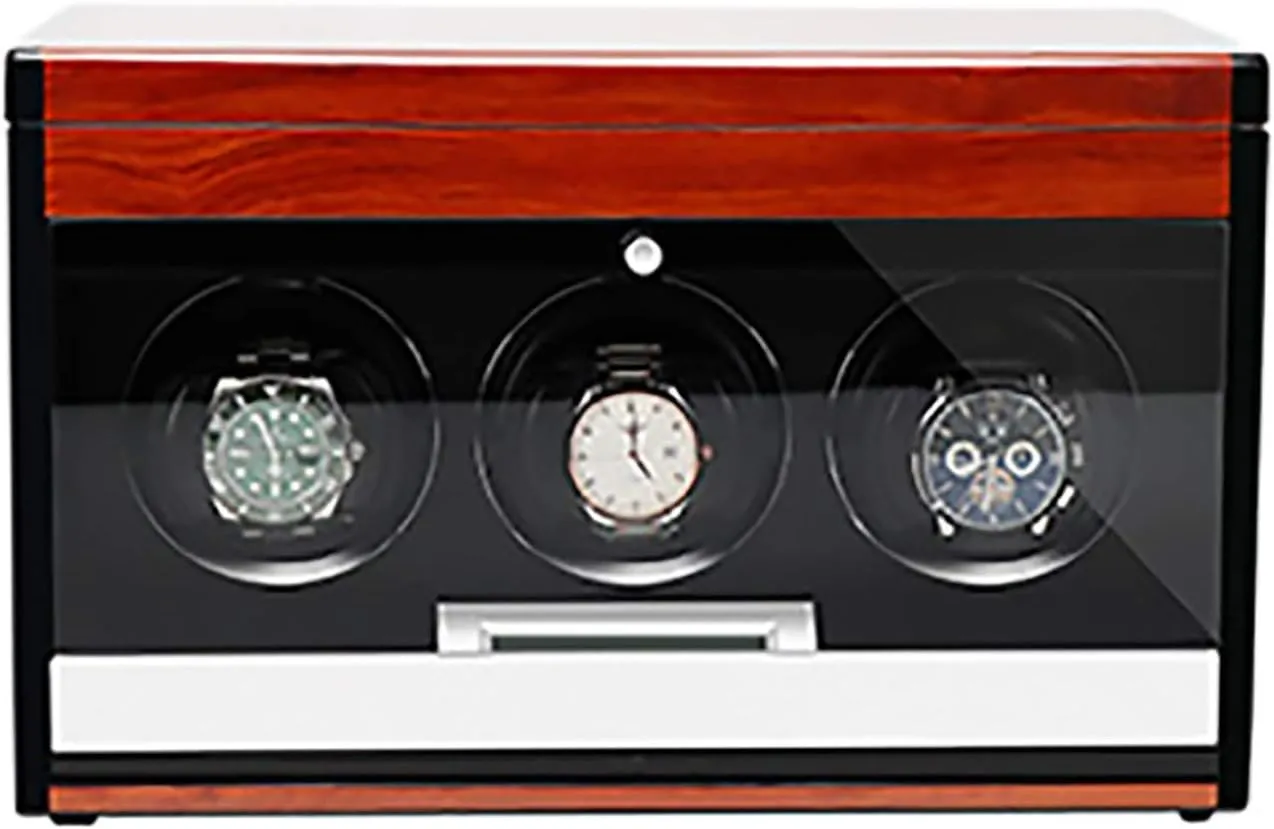Light Mechanical reptile revitalize lift Watch Automatic Shaker Watch Winding (Red Wood Grain Paint-3 Watch Winders - Wooden Watch Storage Case Smart Watches Winder with Led 