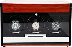 Light Mechanical reptile revitalize lift Watch Automatic Shaker Watch Winding (Red Wood Grain Paint-3 Watch Winders - Wooden Watch Storage Case Smart Watches Winder with Led 