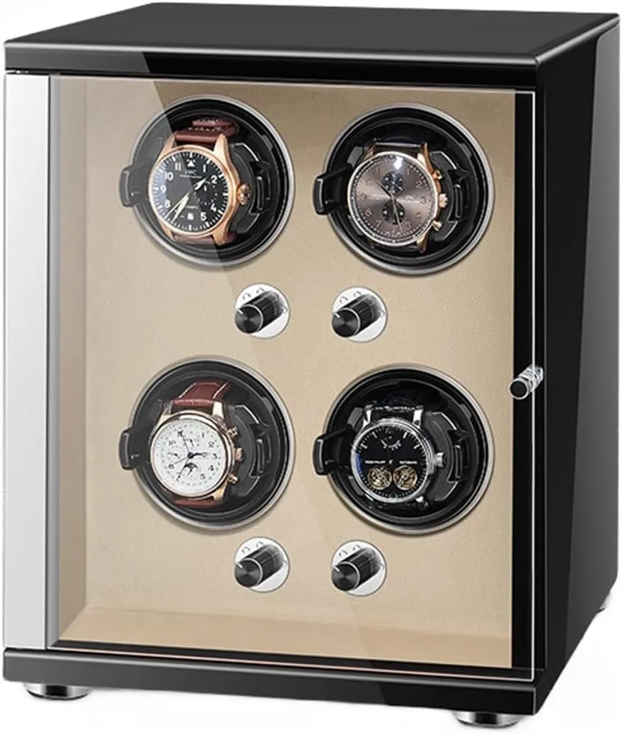 Lights Storage Display Box Watch Winder for Automatic Watches with Quiet Motor format for 4 Automatic Watches Storage Display Box with LED 