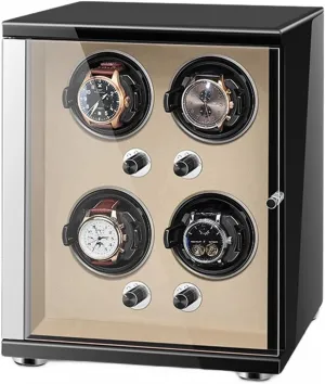 Lights Storage Display Box Watch Winder for Automatic Watches with Quiet Motor format for 4 Automatic Watches Storage Display Box with LED 