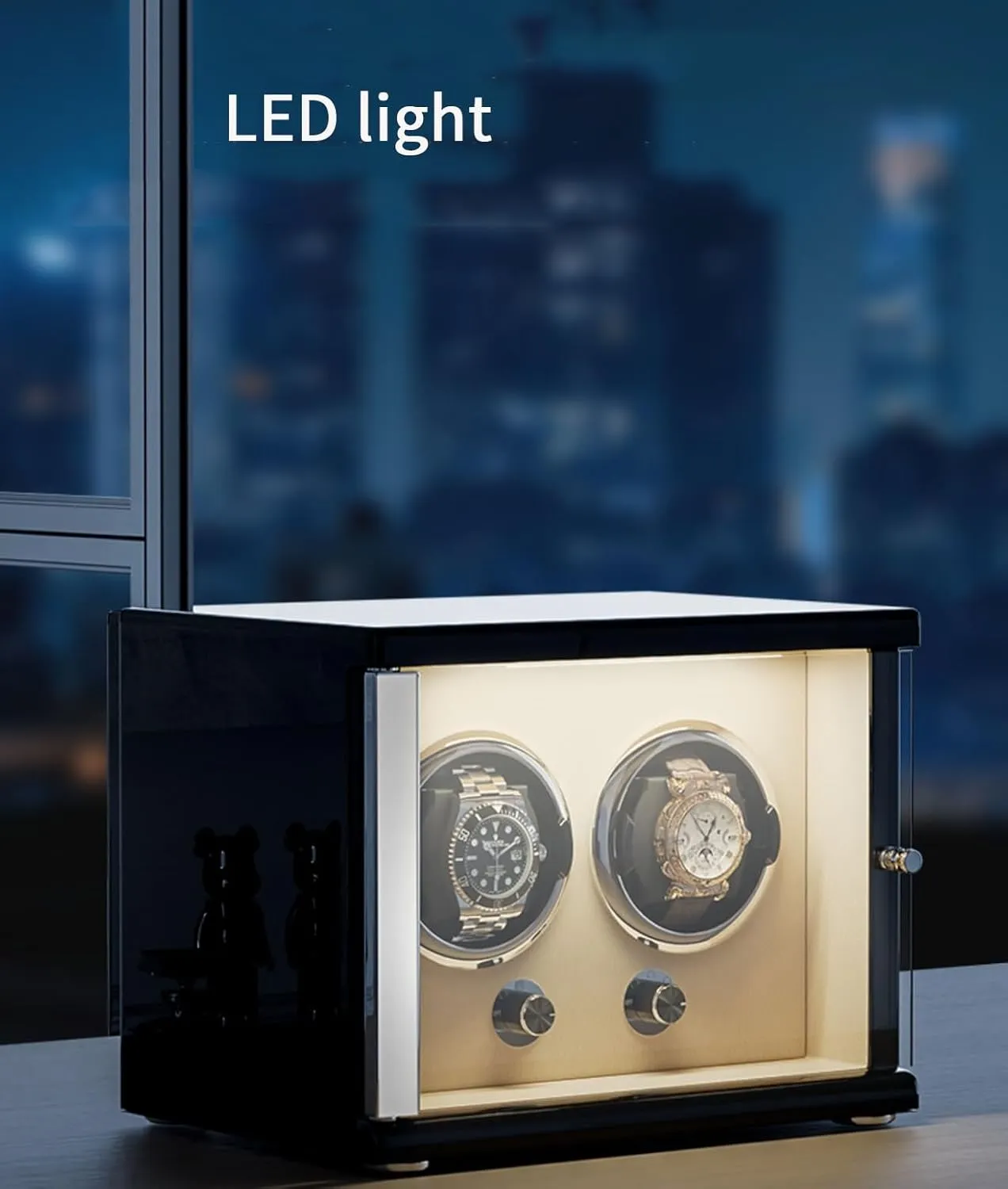 Lights Storage Display Box Watch Winder for Automatic Watches with Quiet Motor format for 4 Automatic Watches Storage Display Box with LED 