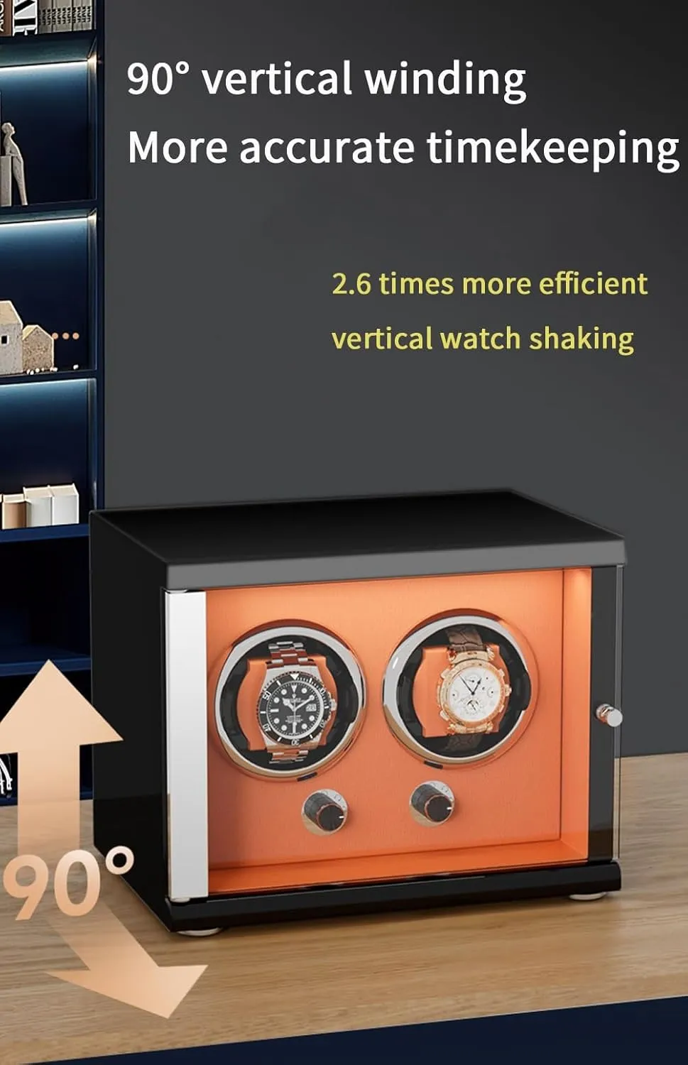 Lights Storage Display Box Watch Winder for Automatic Watches with Quiet Motor format for 4 Automatic Watches Storage Display Box with LED 