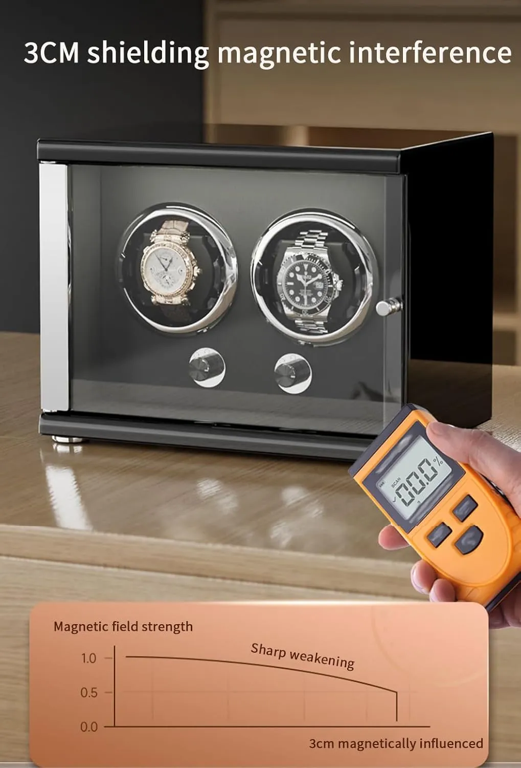 Lights Storage Display Box Watch Winder for Automatic Watches with Quiet Motor format for 4 Automatic Watches Storage Display Box with LED 