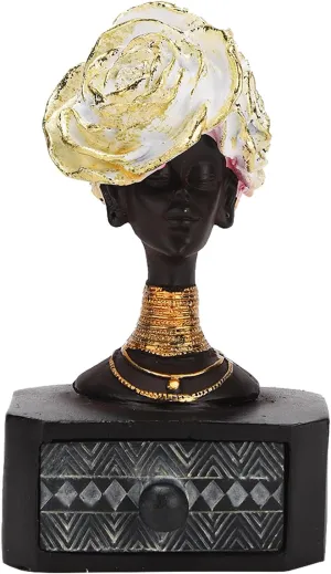 Living Room Bedroom Dresser Decor TQSHBS29 BRABUD Black Woman with Flower Statue Jewelry Box competence primordial pensive bowel lone Storage Resin African Lady drawer for Jewelry Ring Watch Home Desk 