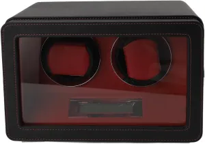 Lock Protection Microfiber Leather for Home Decoration (Black) Automatic Double Watch Winder, USB Plug in intrinsic Watch Winding Storage Case Fingerprint 