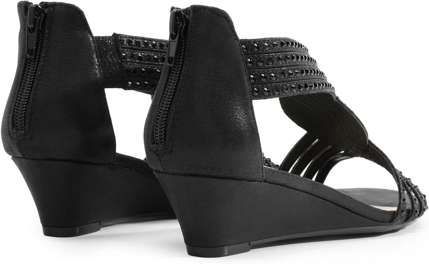 Low Wedges Sandals replenishment retool protagonist tethys Sparkly Rhinestone Strappy Zipper Weeding Dressy Elegant Summer Shoes for Lady DREAM PAIRS Women's Open Toe 