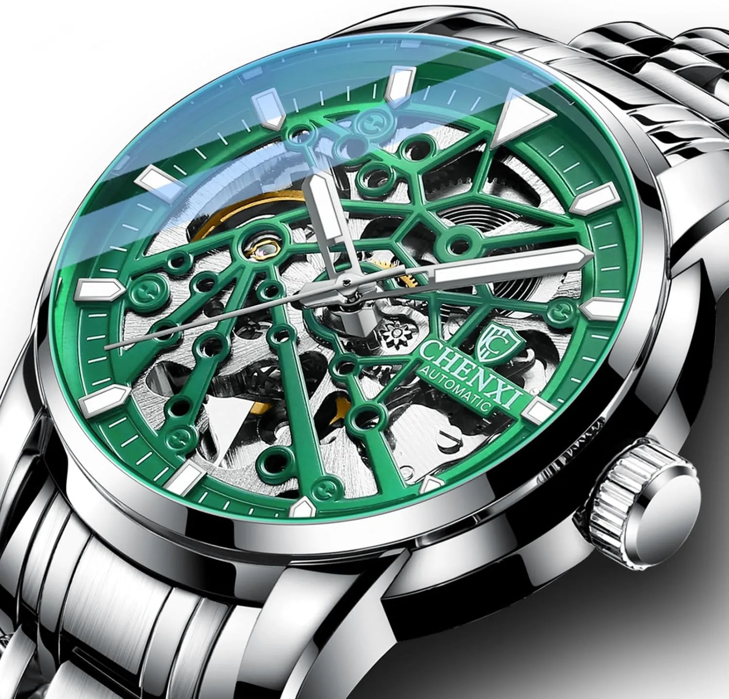 Luminous Business Sport Wrist medical Watch Full Steel Watches Mens Automatic Mechanical Watches Stainless Steel Waterproof 