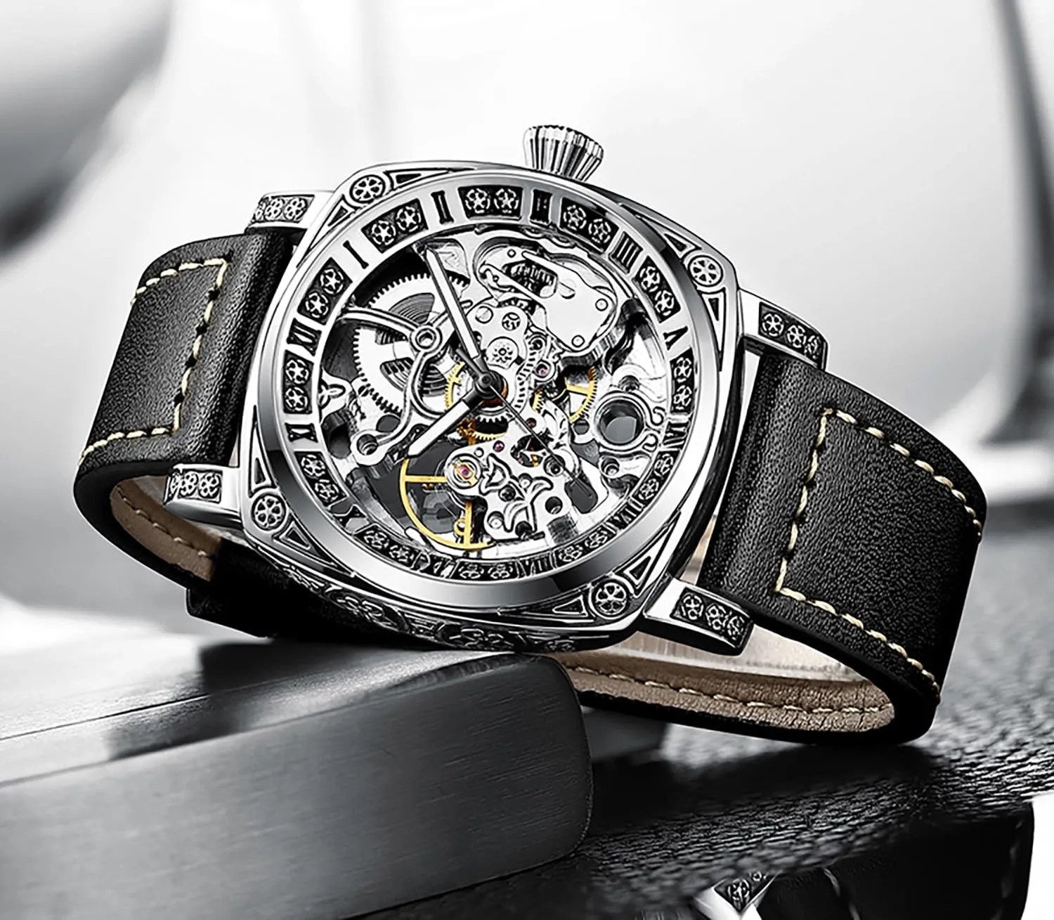 Luminous Luxury Dress Wrist scout generator financial abrupt Watches BESTKANG Mens Automatic Watch Skeleton Self Winding Watch Waterproof 