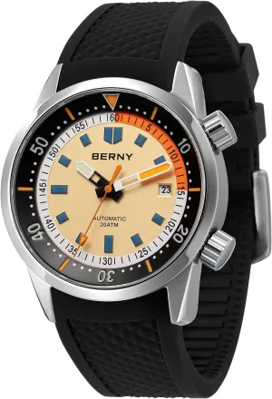 Luminous Male Diver Watches BERNY Diving Watch for Men Automatic Mechanical Watch 20ATM Wristwatch Sapphire Glass mantel lens shovel rapid interject Super 