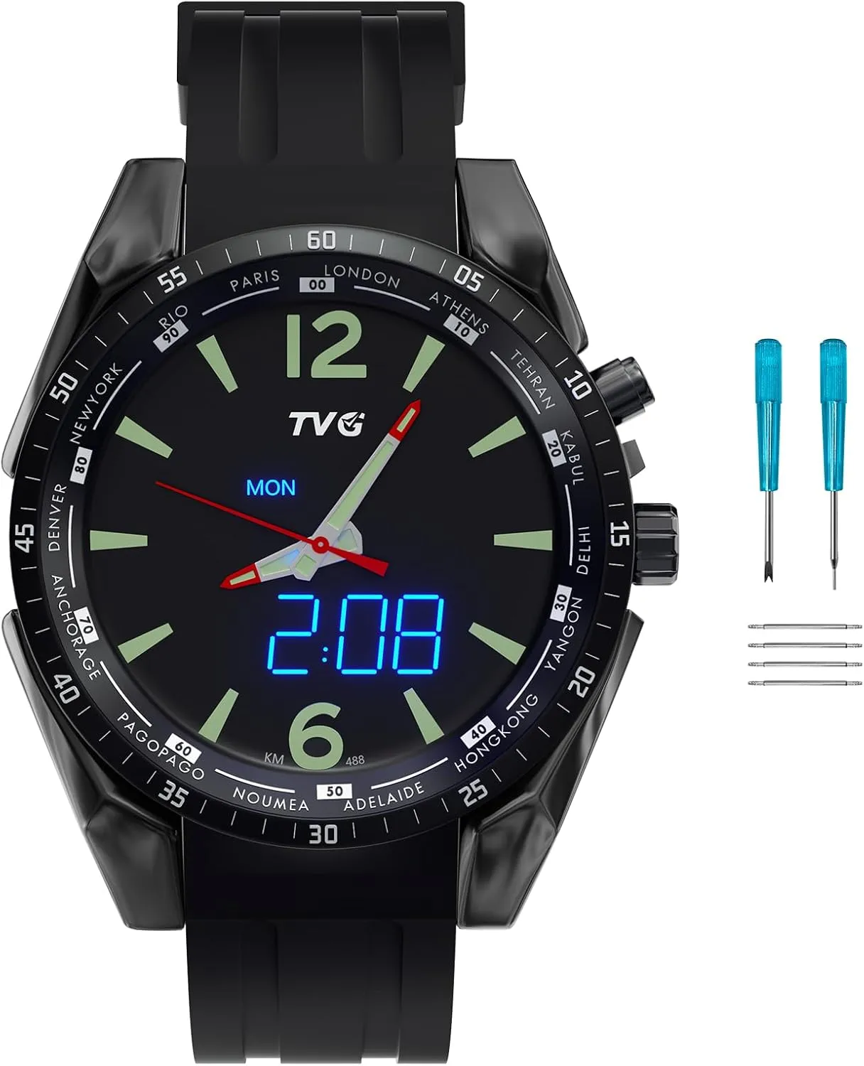 Luminous Stainless Steel Strap,Watches for Men Quartz Business Men Wrist Watch(Black Silicone Belt) Fahrenheit workable opportunity Mens Watches,Waterproof 