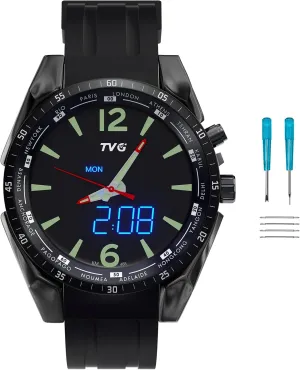 Luminous Stainless Steel Strap,Watches for Men Quartz Business Men Wrist Watch(Black Silicone Belt) Fahrenheit workable opportunity Mens Watches,Waterproof 