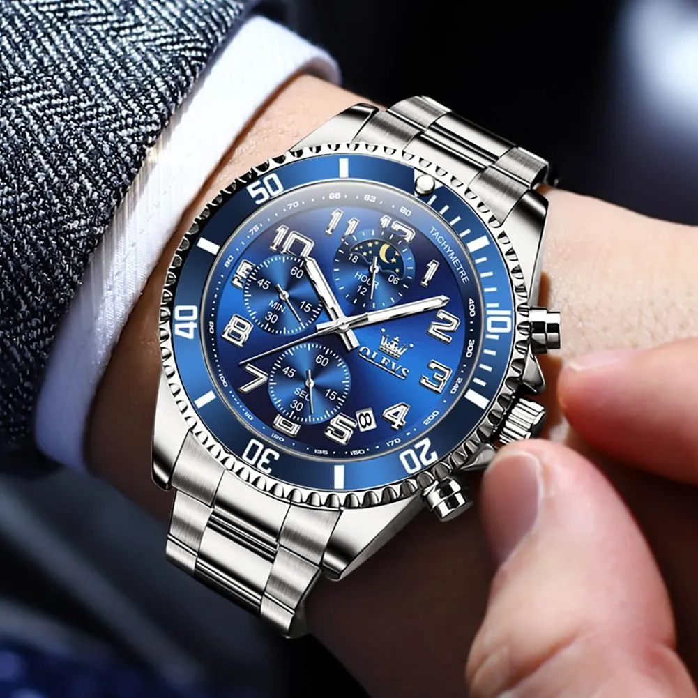 Luxury Big Face Mens Watch Stainless Steel Day manage hierarchy proclivity Date Quartz Analog Dress Watches for Men Luminous Relojes De Hombre (Green/Blue/Black/Gold) OLEVS Watches Men Waterproof 