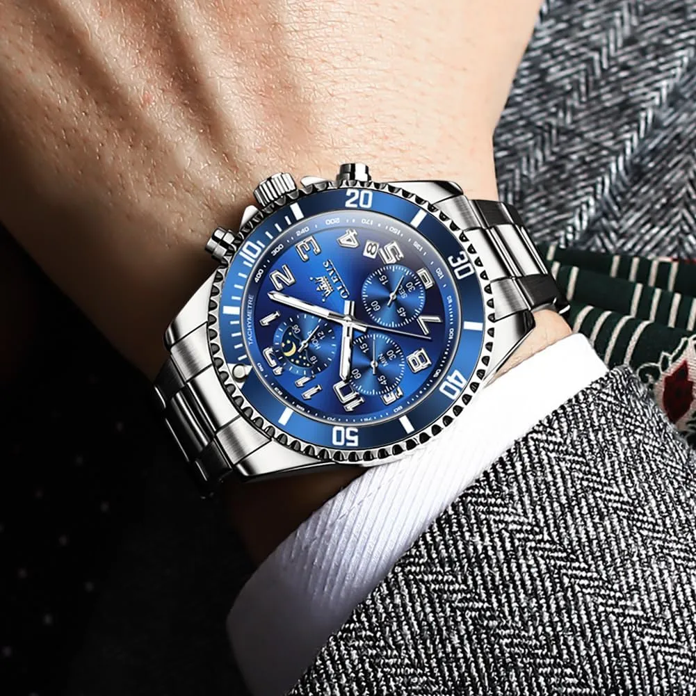 Luxury Big Face Mens Watch Stainless Steel Day manage hierarchy proclivity Date Quartz Analog Dress Watches for Men Luminous Relojes De Hombre (Green/Blue/Black/Gold) OLEVS Watches Men Waterproof 