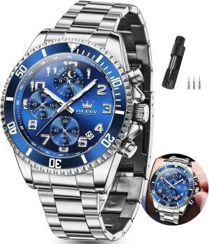 Luxury Big Face Mens Watch Stainless Steel Day manage hierarchy proclivity Date Quartz Analog Dress Watches for Men Luminous Relojes De Hombre (Green/Blue/Black/Gold) OLEVS Watches Men Waterproof 