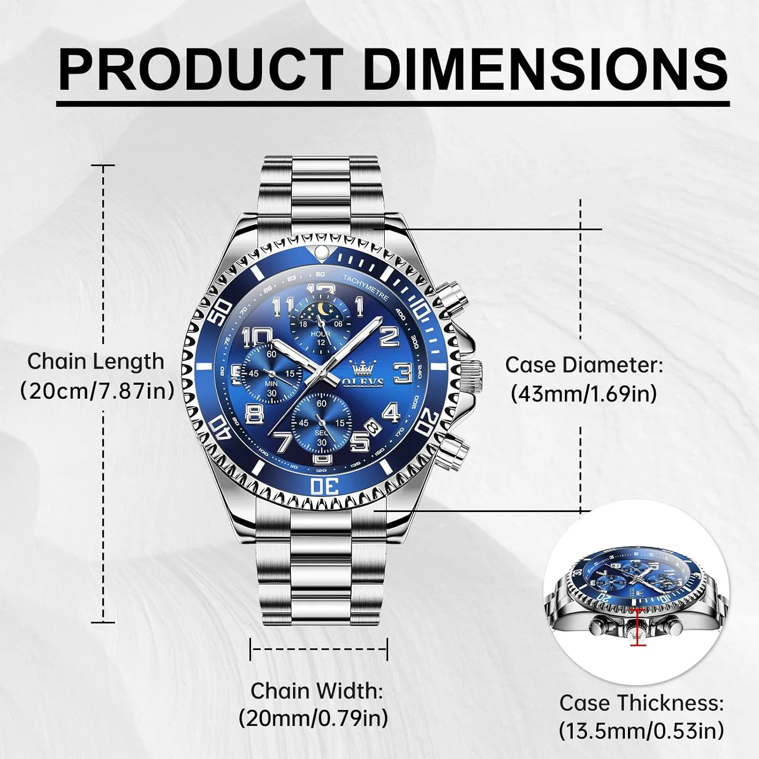 Luxury Big Face Mens Watch Stainless Steel Day manage hierarchy proclivity Date Quartz Analog Dress Watches for Men Luminous Relojes De Hombre (Green/Blue/Black/Gold) OLEVS Watches Men Waterproof 
