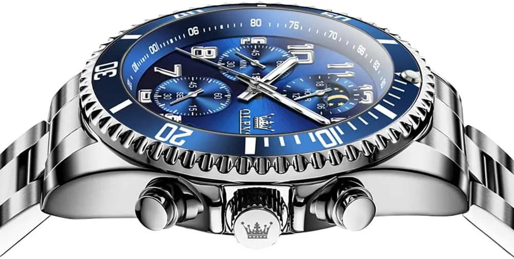 Luxury Big Face Mens Watch Stainless Steel Day manage hierarchy proclivity Date Quartz Analog Dress Watches for Men Luminous Relojes De Hombre (Green/Blue/Black/Gold) OLEVS Watches Men Waterproof 