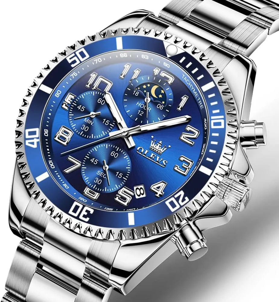 Luxury Big Face Mens Watch Stainless Steel Day manage hierarchy proclivity Date Quartz Analog Dress Watches for Men Luminous Relojes De Hombre (Green/Blue/Black/Gold) OLEVS Watches Men Waterproof 