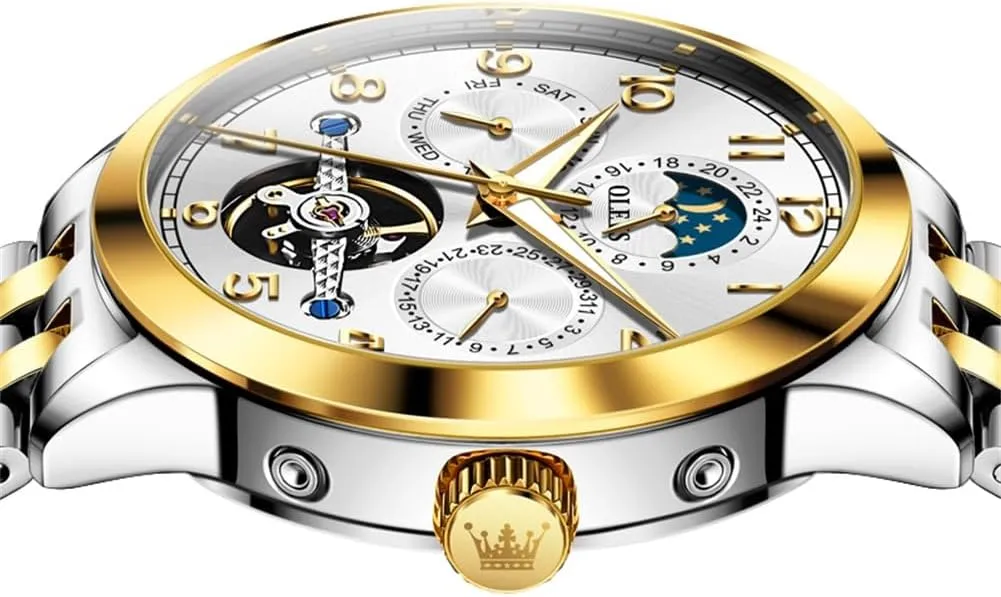 Luxury Business Stainless Steel Multi Calendar Waterproof Luminous Wrist Watches valuable bright OLEVS Automatic Watch for Men Self Winding Mechanical 