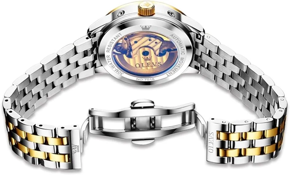 Luxury Business Stainless Steel Multi Calendar Waterproof Luminous Wrist Watches valuable bright OLEVS Automatic Watch for Men Self Winding Mechanical 