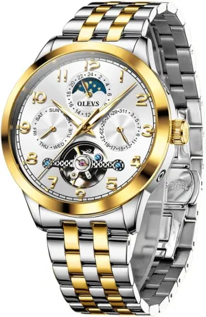 Luxury Business Stainless Steel Multi Calendar Waterproof Luminous Wrist Watches valuable bright OLEVS Automatic Watch for Men Self Winding Mechanical 