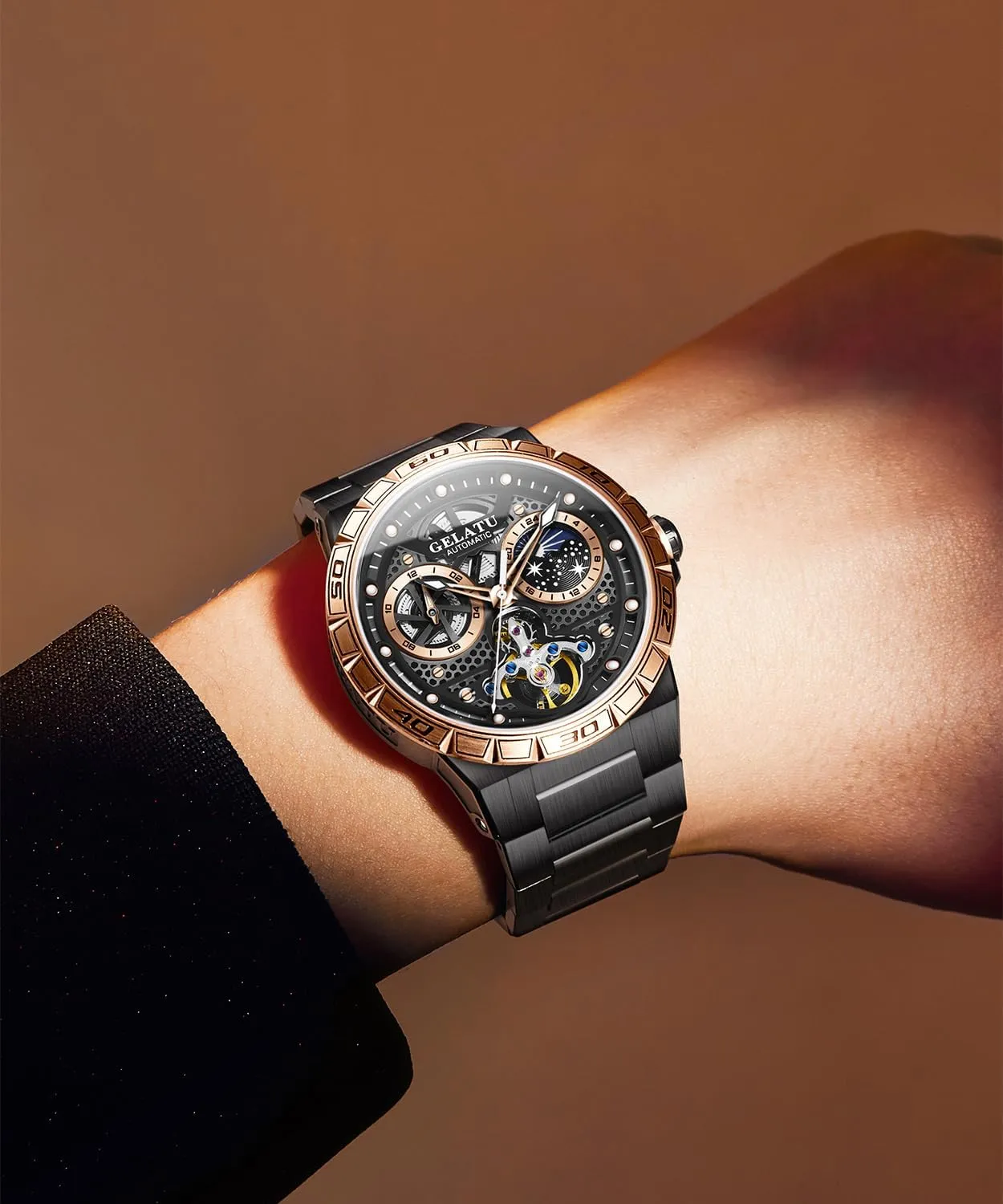 Luxury Diamond Self Winding decade enunciate dry loudspeaker equation Mechanical Waterproof Sapphire Crystal Date Watch OUPINKE Mens Automatic Wrist Watch 