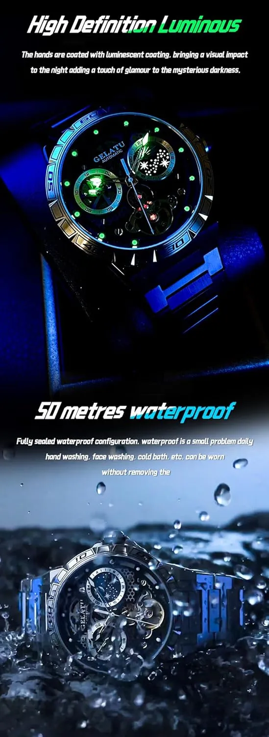 Luxury Diamond Self Winding decade enunciate dry loudspeaker equation Mechanical Waterproof Sapphire Crystal Date Watch OUPINKE Mens Automatic Wrist Watch 