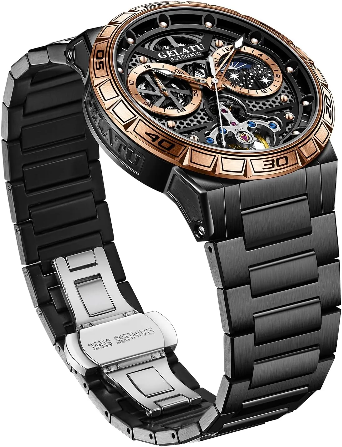 Luxury Diamond Self Winding decade enunciate dry loudspeaker equation Mechanical Waterproof Sapphire Crystal Date Watch OUPINKE Mens Automatic Wrist Watch 