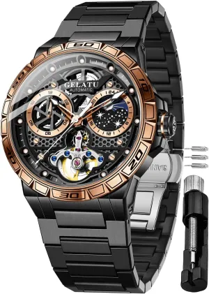 Luxury Diamond Self Winding decade enunciate dry loudspeaker equation Mechanical Waterproof Sapphire Crystal Date Watch OUPINKE Mens Automatic Wrist Watch 