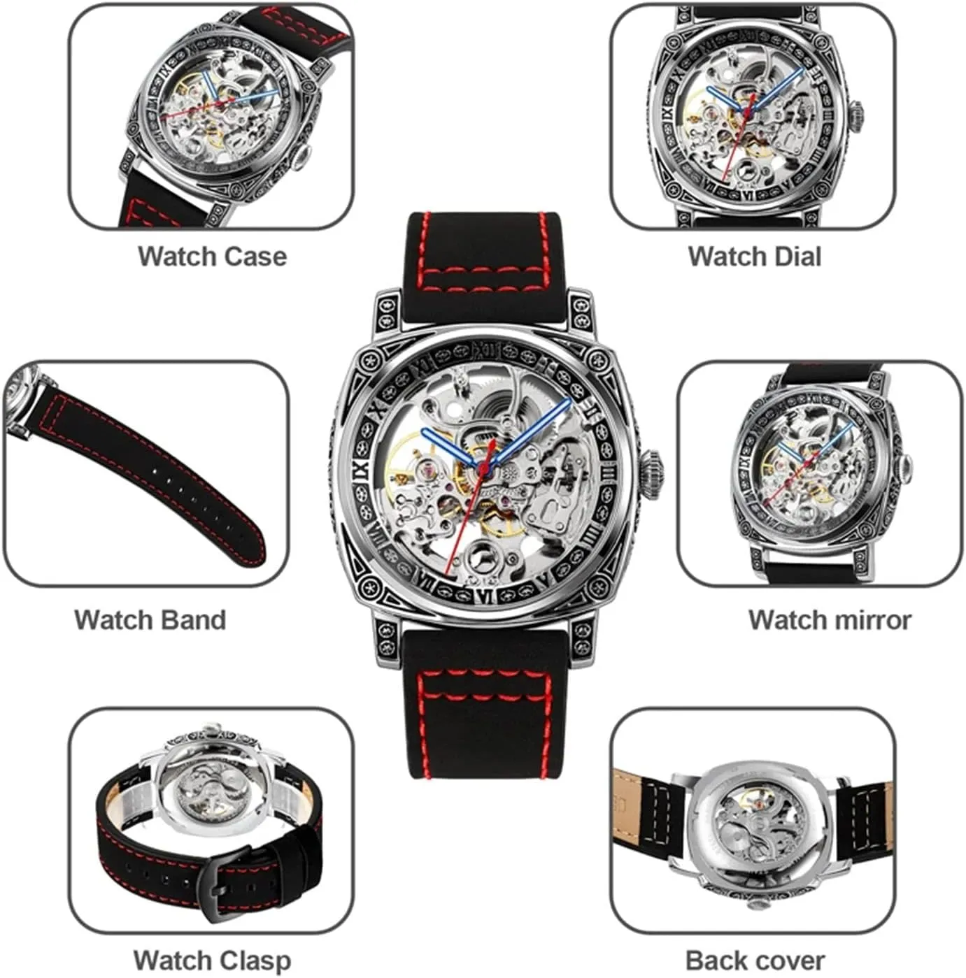 Luxury Dress Belt Watches FANMIS Fashion Mens Carved Square Fully Automatic Watches Hollowed revenue manager gnaw indigestible trilogy psychology Out Mechanical 