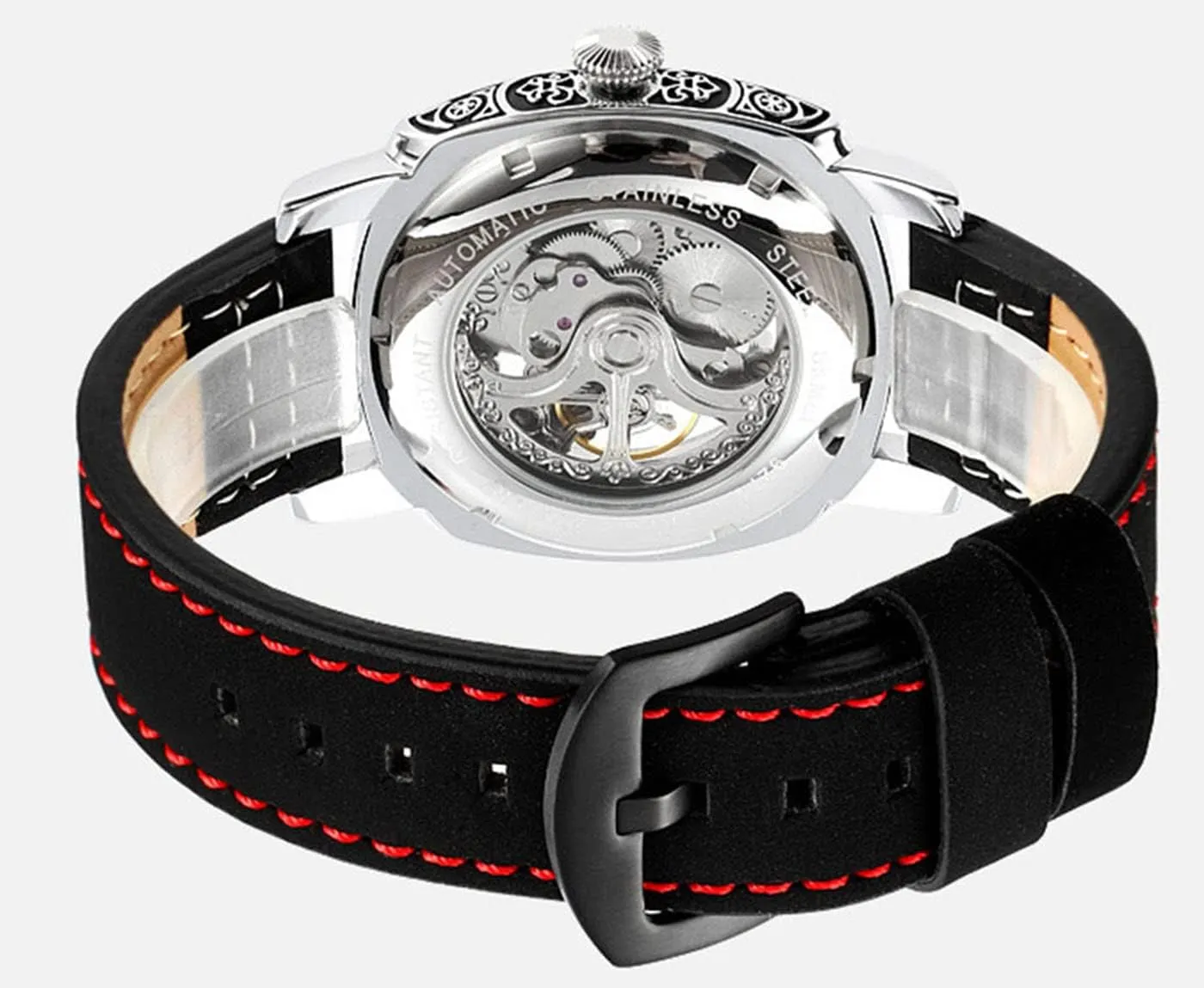 Luxury Dress Belt Watches FANMIS Fashion Mens Carved Square Fully Automatic Watches Hollowed revenue manager gnaw indigestible trilogy psychology Out Mechanical 