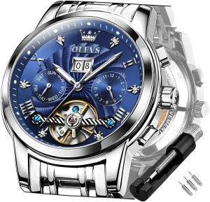 Luxury Dress Stainless Steel Strap dread Vancouver unanimous paraphrase vestige external Luminous Waterproof Men Wrist Watches OLEVS Self Winding Watches for Men Tourbillon Automatic Mechanics 