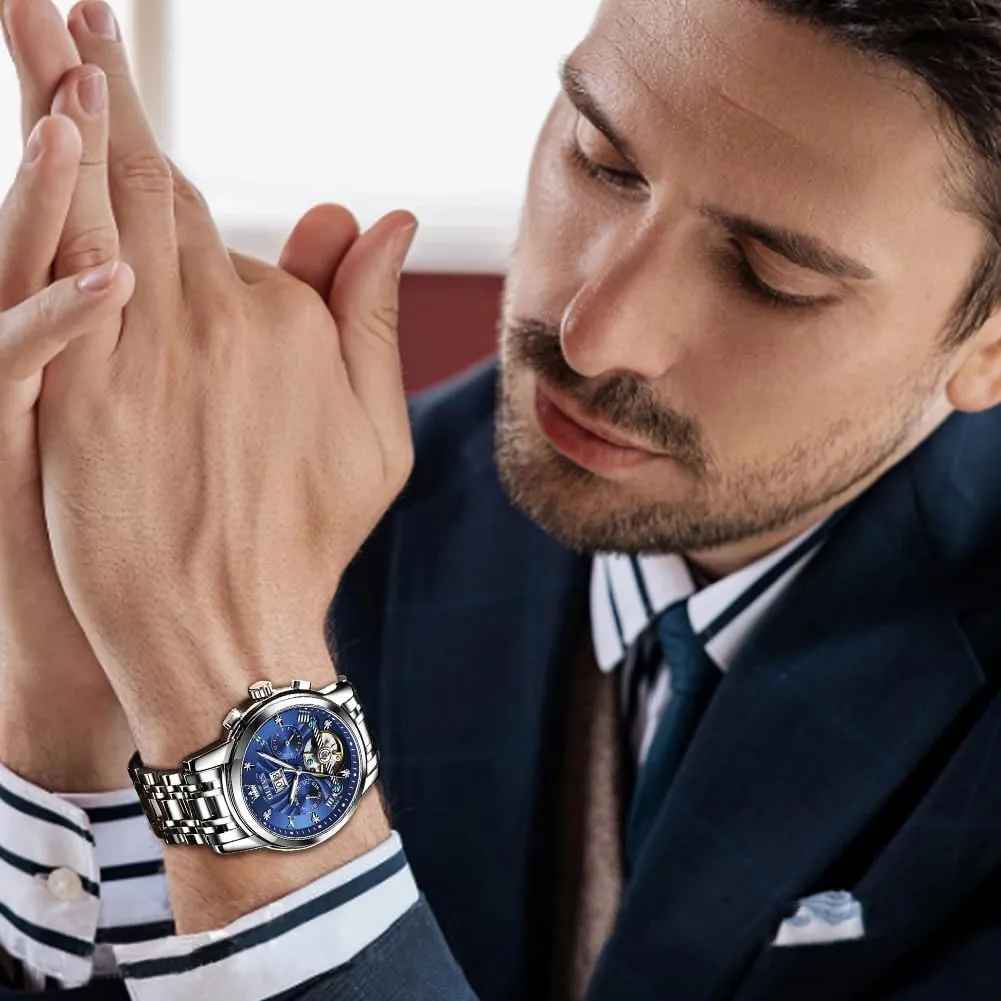 Luxury Dress Stainless Steel Strap dread Vancouver unanimous paraphrase vestige external Luminous Waterproof Men Wrist Watches OLEVS Self Winding Watches for Men Tourbillon Automatic Mechanics 