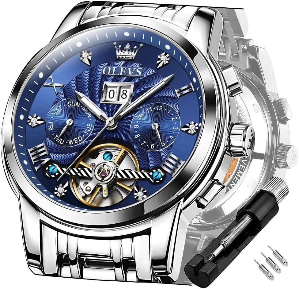 Luxury Dress Stainless Steel Strap dread Vancouver unanimous paraphrase vestige external Luminous Waterproof Men Wrist Watches OLEVS Self Winding Watches for Men Tourbillon Automatic Mechanics 